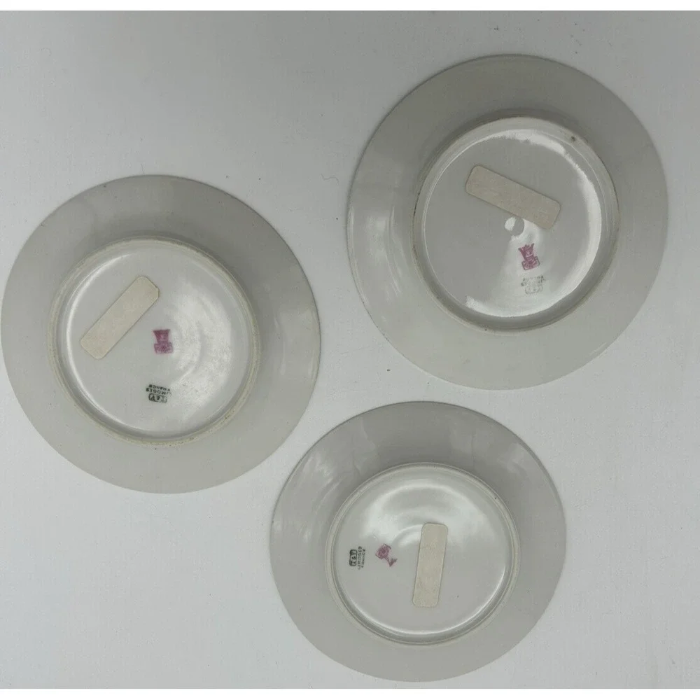 3 T&V Limoges Bread Plates Tressemanes &‎ Vogt France Flowers Red Yellow Brown